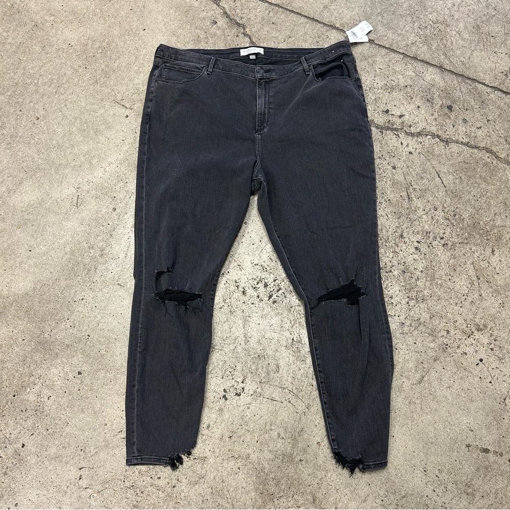 A&F Plus Size Curve Super Skinny Ankle High Rise Distressed Black 37 / 24 Long - Picture 10 of 14